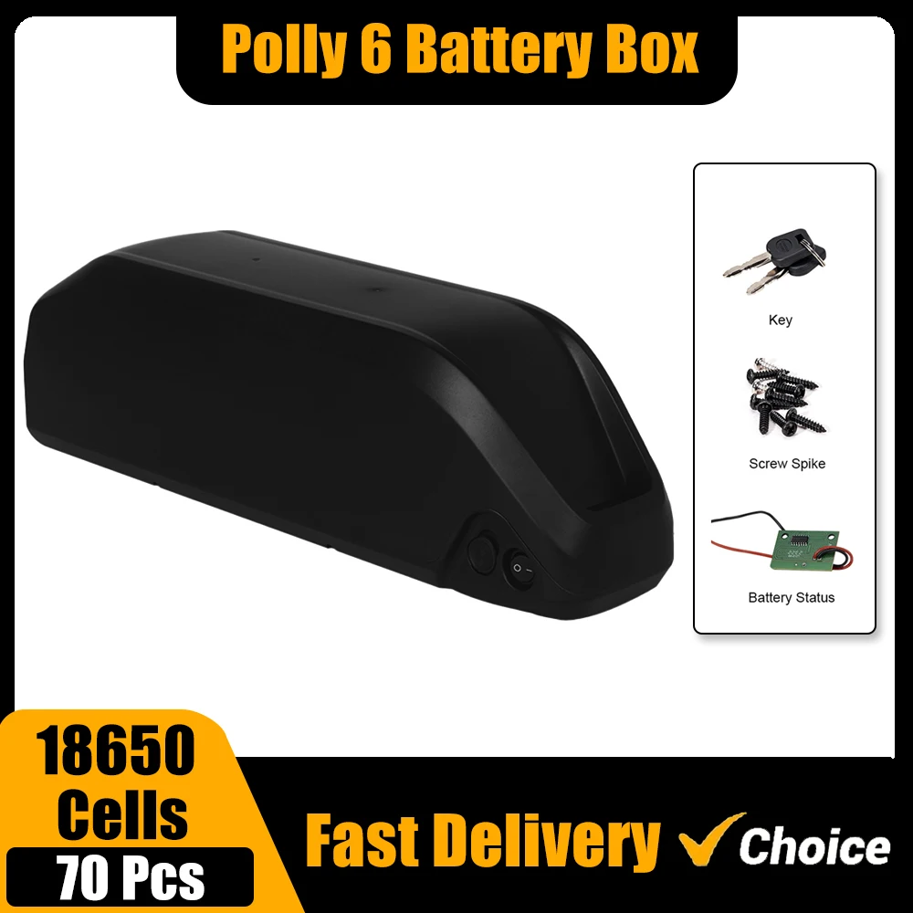 ChamRider-Polly 6 E-bike Battery Case, Down Tube, Downtube Electric Bike, Nickle Strips, 18650 Cells, 10S6P, 13S, 14S, 5P