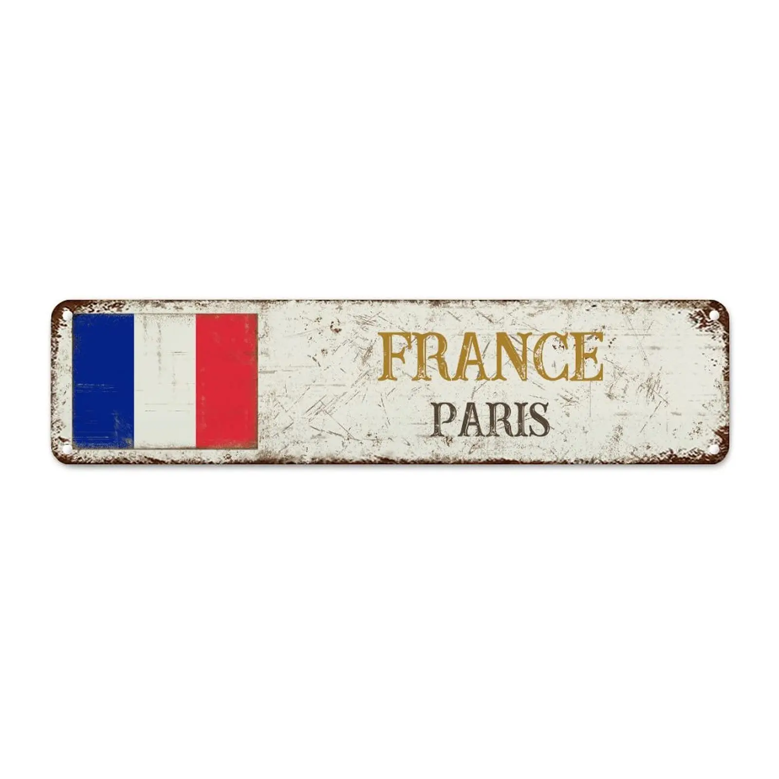 WoGuangis France National Flag Metal Tin Sign Wall Plaque Paris City Metal Sign Iron Painting Country Souvenir Metal Sign Qualit