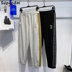 Supzoom New Arrival Top Fashion Sweatpants Elastic Waist Loose Embroidery Cotton Trend Casual Couple Knitted Guard Men Pants