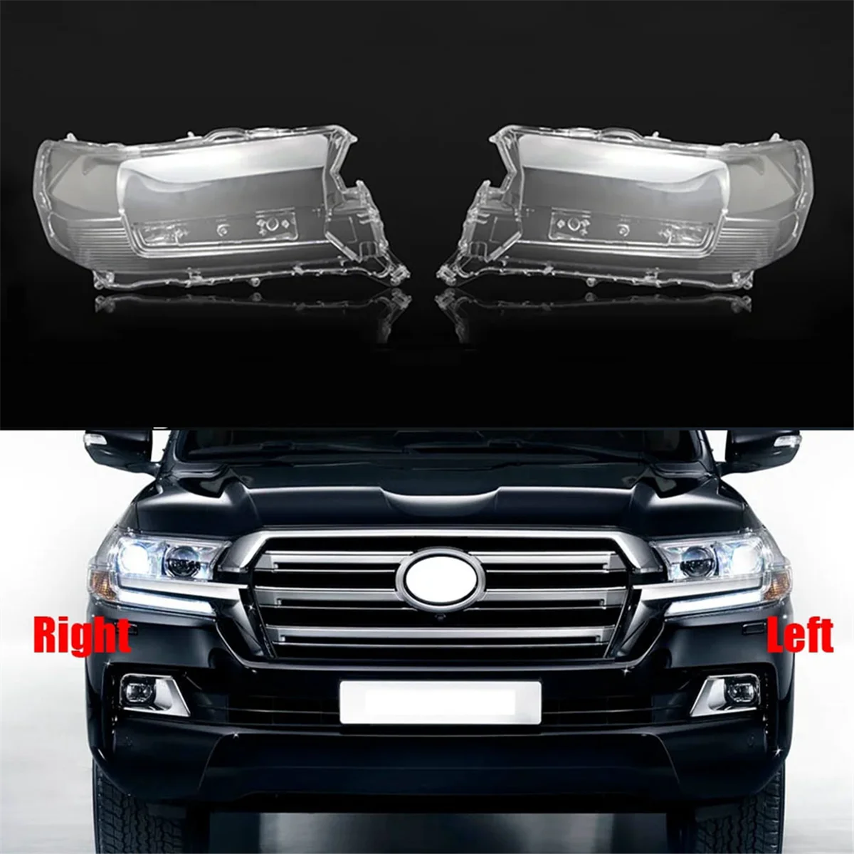 Right Car Headlight Lens Cover Light Lamp Lampshade Front Light Shell for Land Cruiser 2016-2018