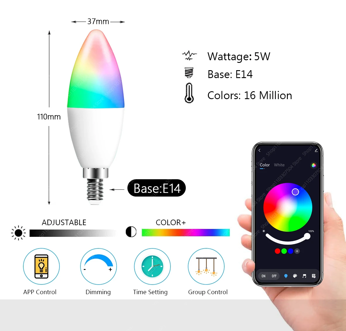 TNCE Tuya Smart WiFi/Zigbee/Bluetooth LED Bulb E14 Candel Light Dimmable RGB Lamp APP Voice Control Alexa Google Home