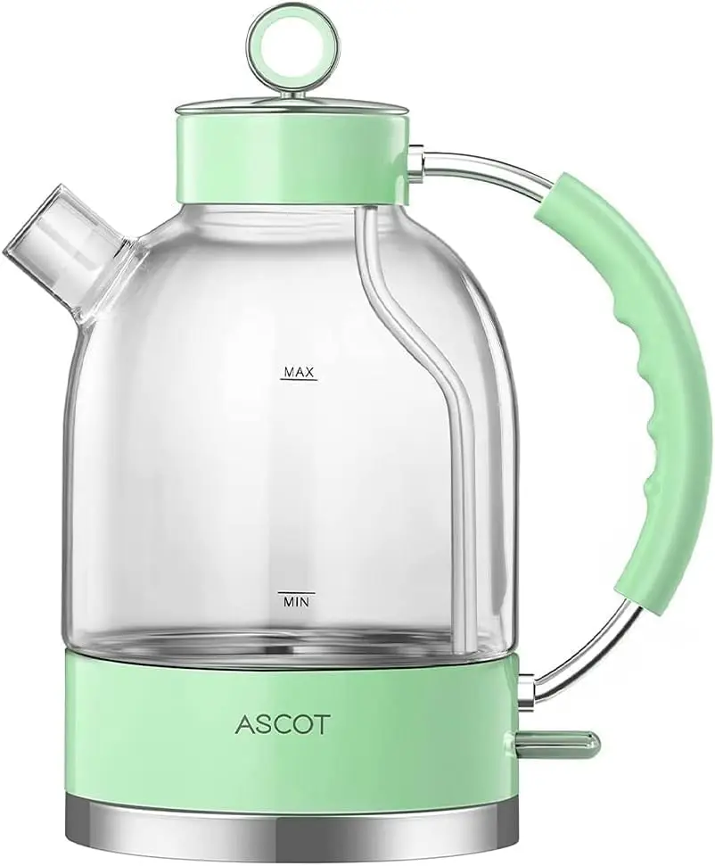 

1.5L Glass Electric Kettle with Auto Shut-Off, Boil-Dry Protection & Cord-Free Design - Fast Boiling in 5 Minutes