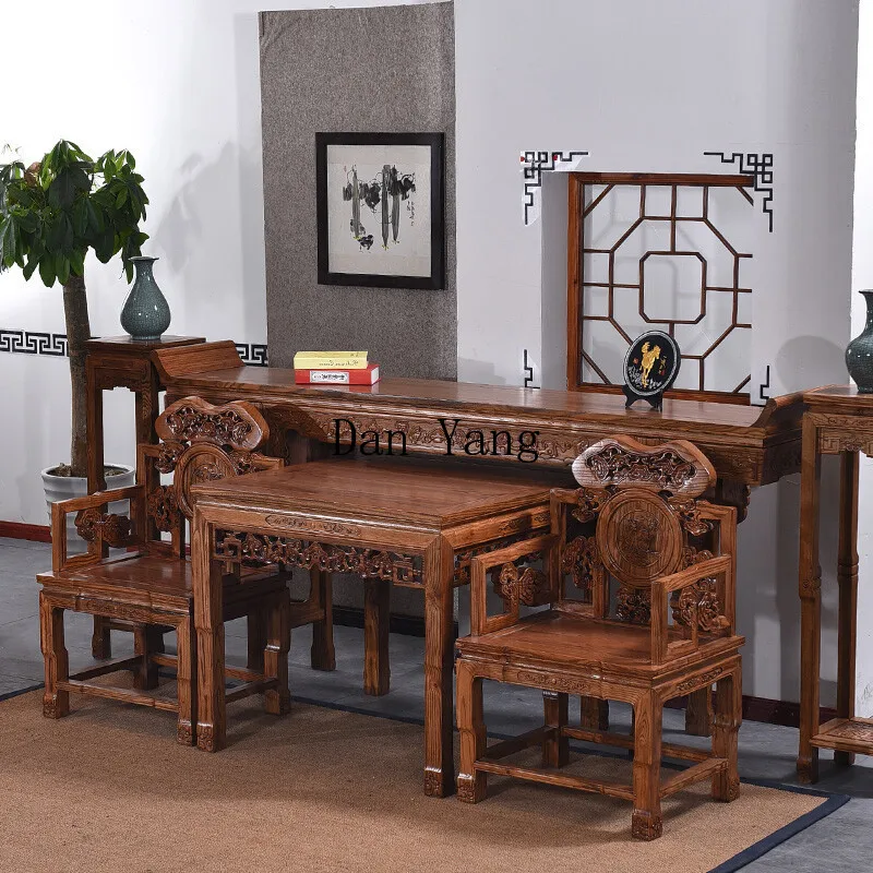 YJ Rural Zhongtang Solid Wood Offering Table Fotai Household Offering Table Case Buddhist Cave Baoxian Family God of Wealth