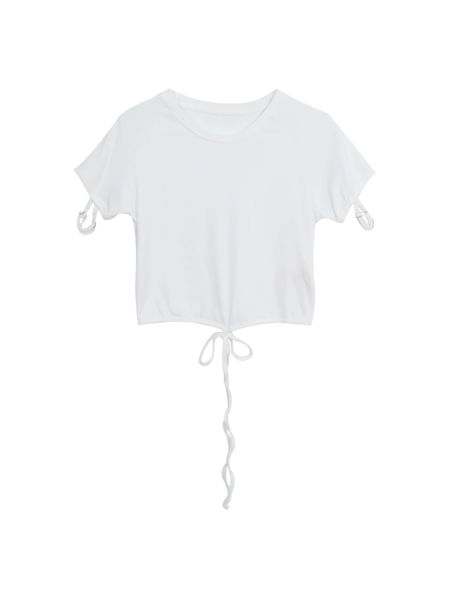 تي شيرت نسائي قصير الأكمام بتصميم فريد على الطراز الأمريكي الرجعي لصيف 2025 #3