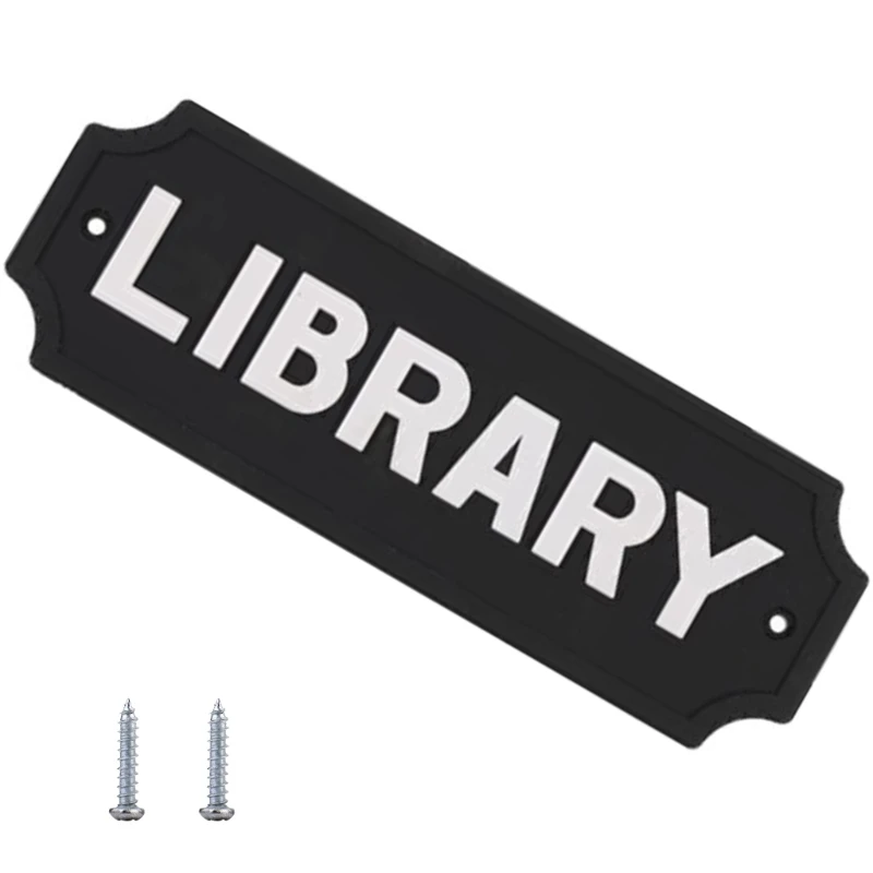 

Eye Catching Black And White Library Sign Accessory for Outdoor Hanging Use
