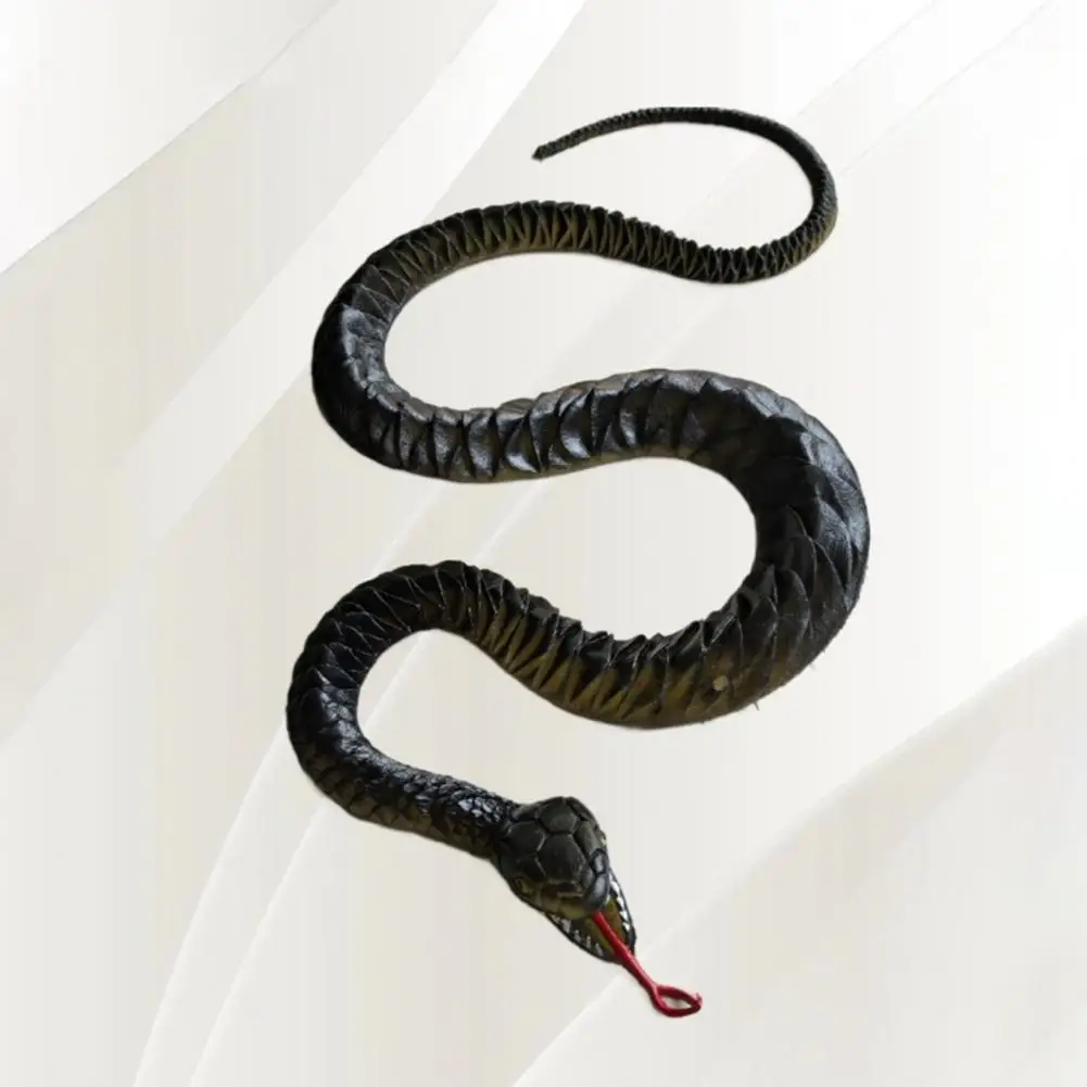 Fake Snake Toy Realistic Rubber Snake Toy with Tongue Out Garden Decor Bird Deterrent Prank Gift for Halloween Party Gags Garden