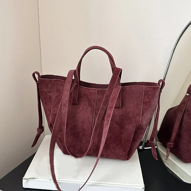 PU Leather Shoulder Bags for Women Luxury Designer Bucket Crossbody Bag Females Retro Large Capatiy Handbags and Purses image 5