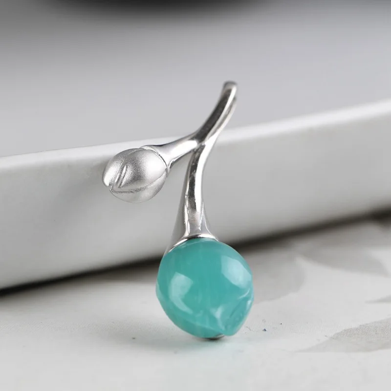 S925 silver inlaid amazonite pendants contracted female paragraph earrings silver wholesale