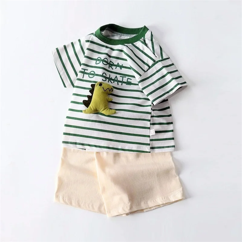 3D Doll Striped Children's Fashion Girl´s Shirt Child Baby T-shirt Boy Girl Dinosaur Top Shirts 2025 Toddler Kids Girls Clothes
