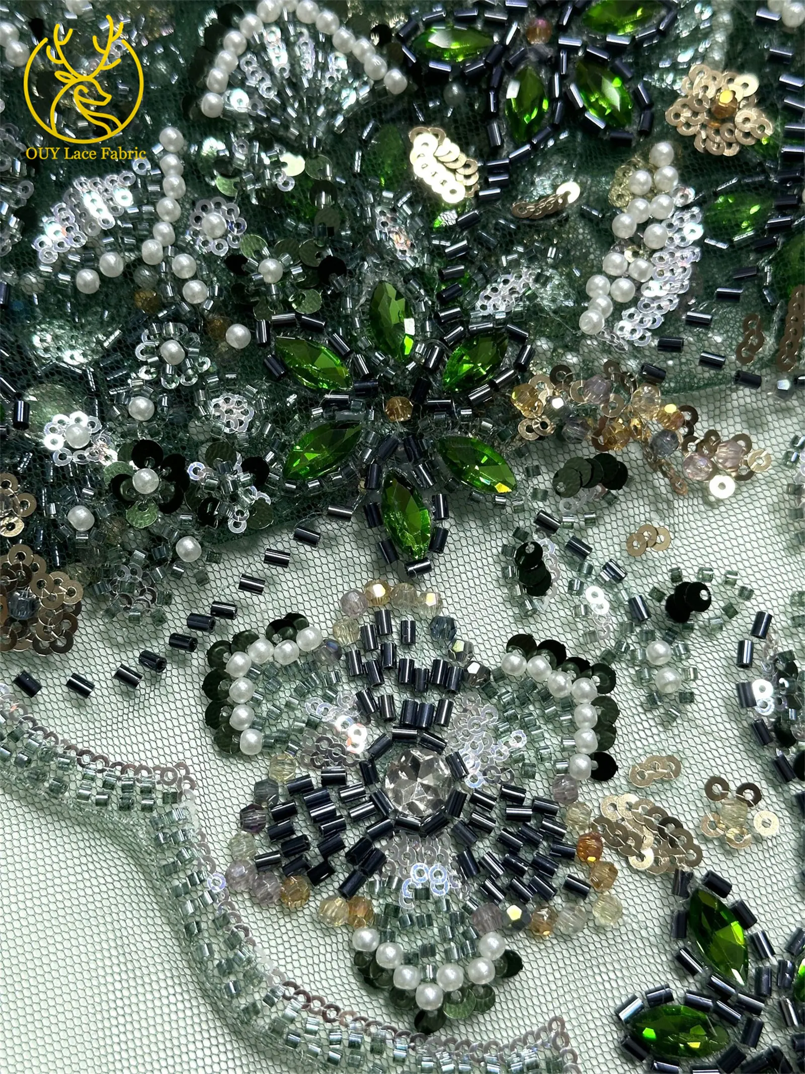 Neues Design Nigerianische Steinperlen-Spitze 2026 Hochwertige Luxuriöse Afrikanische Pailletten-Netzspitze Französischer Stoff für Damen-Abendkleider und Partys – Detail 24