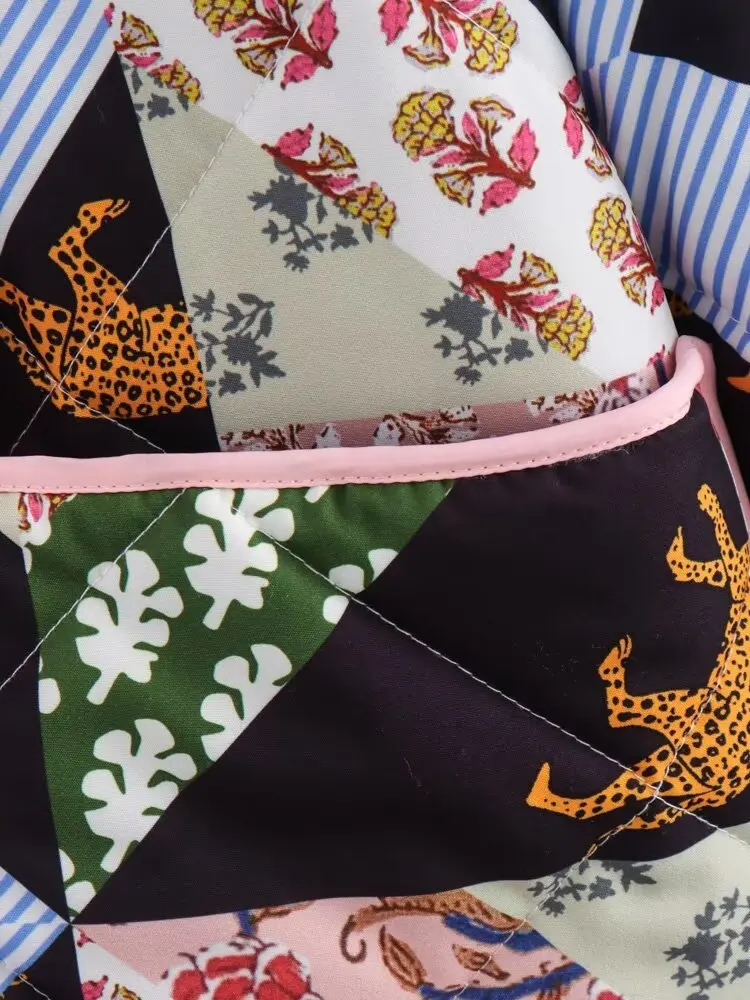 Luxury Floral Print Patchwork Lapel Collar Jacket Autumn Winter Cardigan Lightweight Coat Long Sleeves Top Design Streetwear New