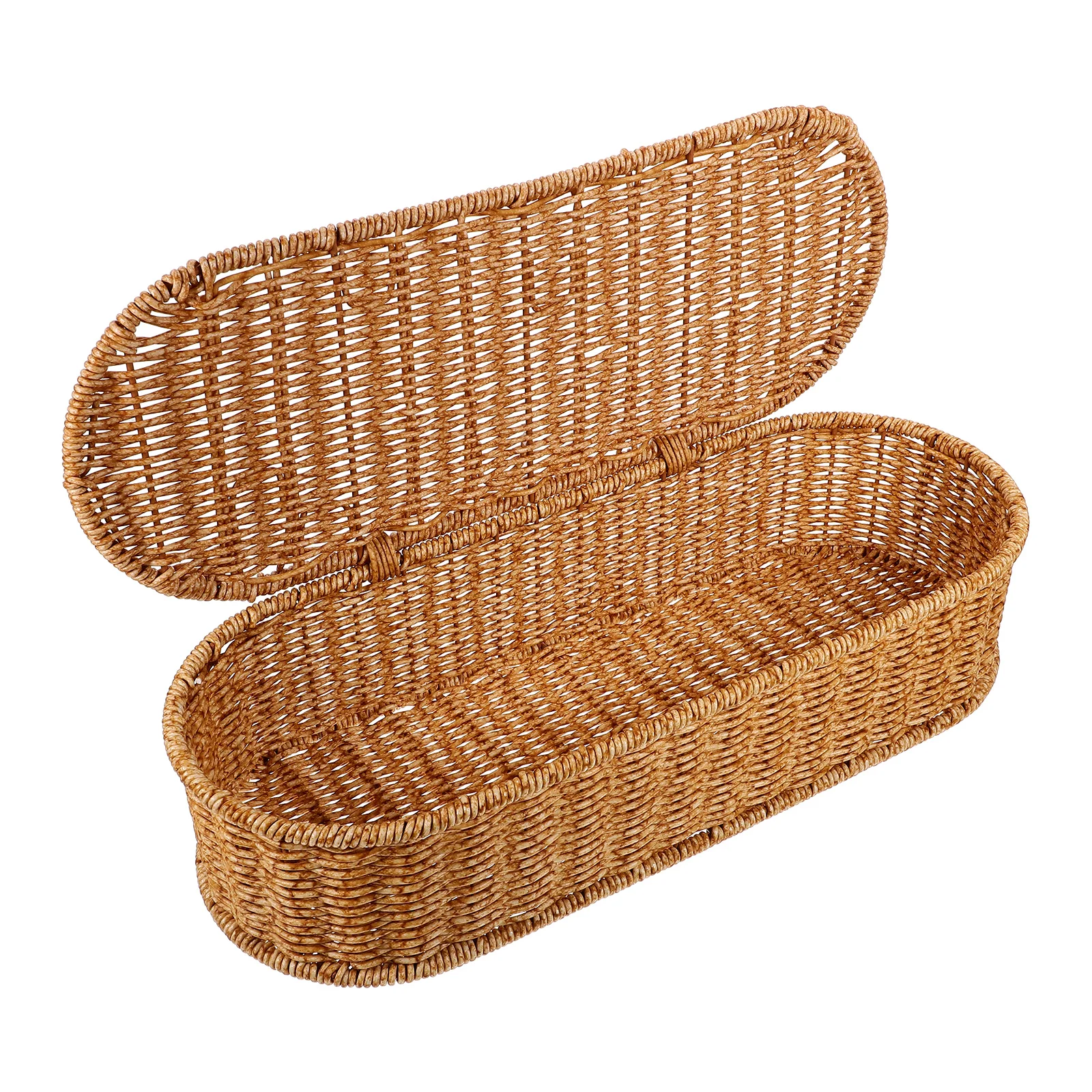 Imitation Rattan Box Large Retro Woven Basket Desktop Organizer Sundries Holder Portable Home Decor Container Gifts