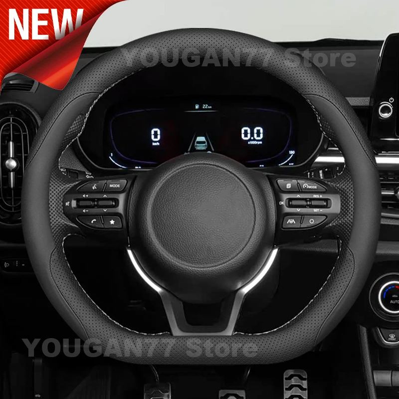 Leather Car Steering Wheel Cover For Kia Picanto GT Line Morning Urban 2015-2021 2022 2023 Covers For Covers Auto Accessories