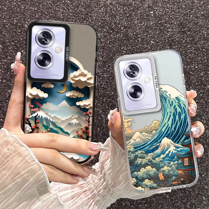 Blue Ocean For Oppo A79 A98 5G A17 A38 A54 A74 A78 A94 A40 A96 A60 4G Reno 6 8T 10 11 12 7Z 5 Find X3 Lite IMD Phone Case