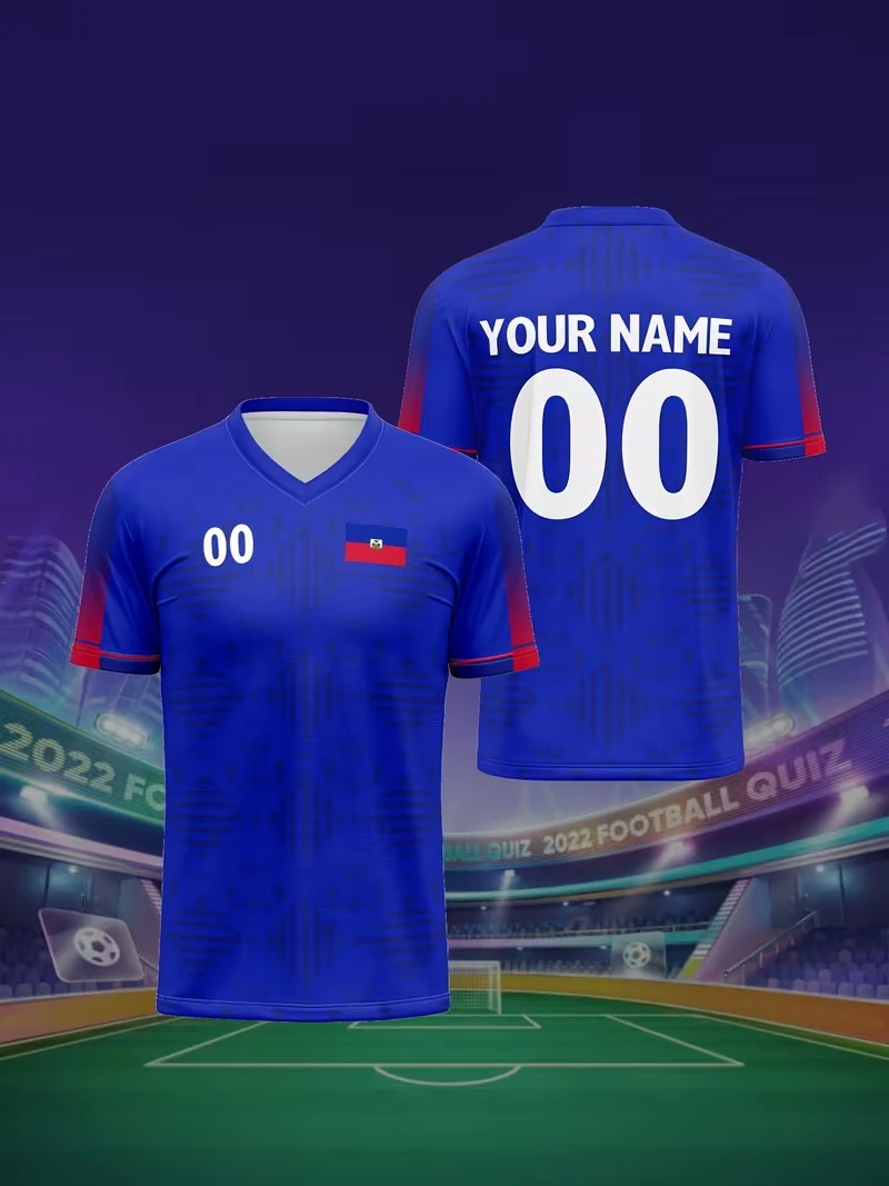 Haiti Maillot Football Jersey New Free Customized Diy Name Number Haitian Flag 3D Printed Sports T Shirts Casual Mens Tops Tees
