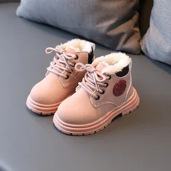 Autumn Winter Children's Boots Boys Fashion Leather Ankle Boots for Girls Waterproof Sneakers Anti-slip Kids Casual Shoes