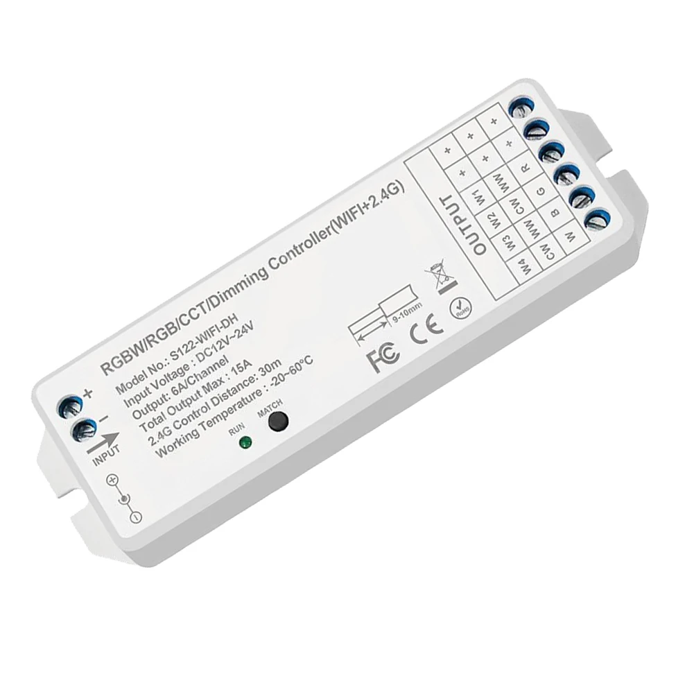 MJJC WT5 Intelligent LED Controller For RGBCCT LED Strip Lights For 12V/24V Strip Works With For Alexa/Voice Assistant