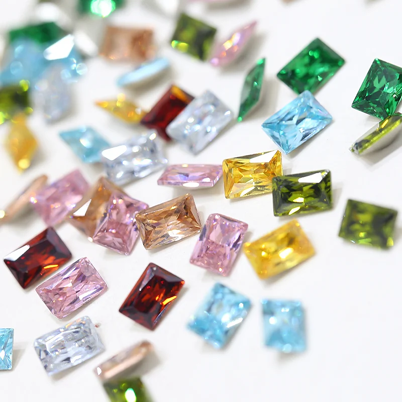 50pcs 3D Rectangle Zircon ongles gemmes strass K9 verre cristal Nail Art décoration 6*8mm brillant sucre Cubes diamant ongles pièces