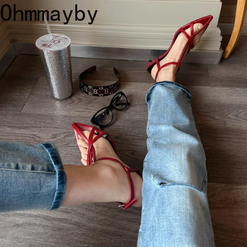 Designer Sommer Spitze Damen-Sandalen mit Schmalem Riemen, Elegante Mules mit Niedrigem Absatz für Partys und Feiern