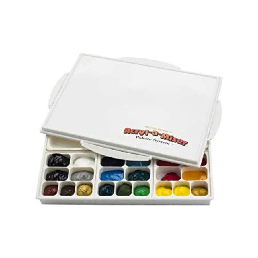 

Acryl-A-Miser Artist Airtight Acrylic Palette for Saving Paint - Leak Proof, Multi Purpose, 21 Compartments