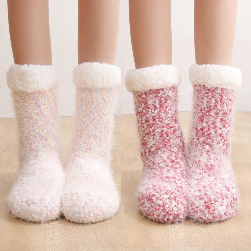 

Christmas Chaussettes Terry Thick Snow Warm Sleep Socks Woman Slippers Woolen Women Home Carpet Bedroom Socks Winter Autumn