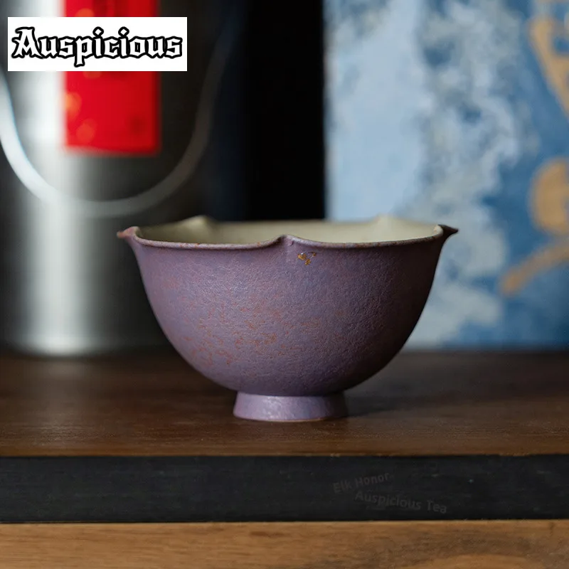 

90 мл Firestone, красный, фиолетовый цветок, рот, чайная чашка, винтажная чайная чашка, чайная чашка, дегустация чая, чашка для запаха, чашка Jianzhan Master, чайные услуги