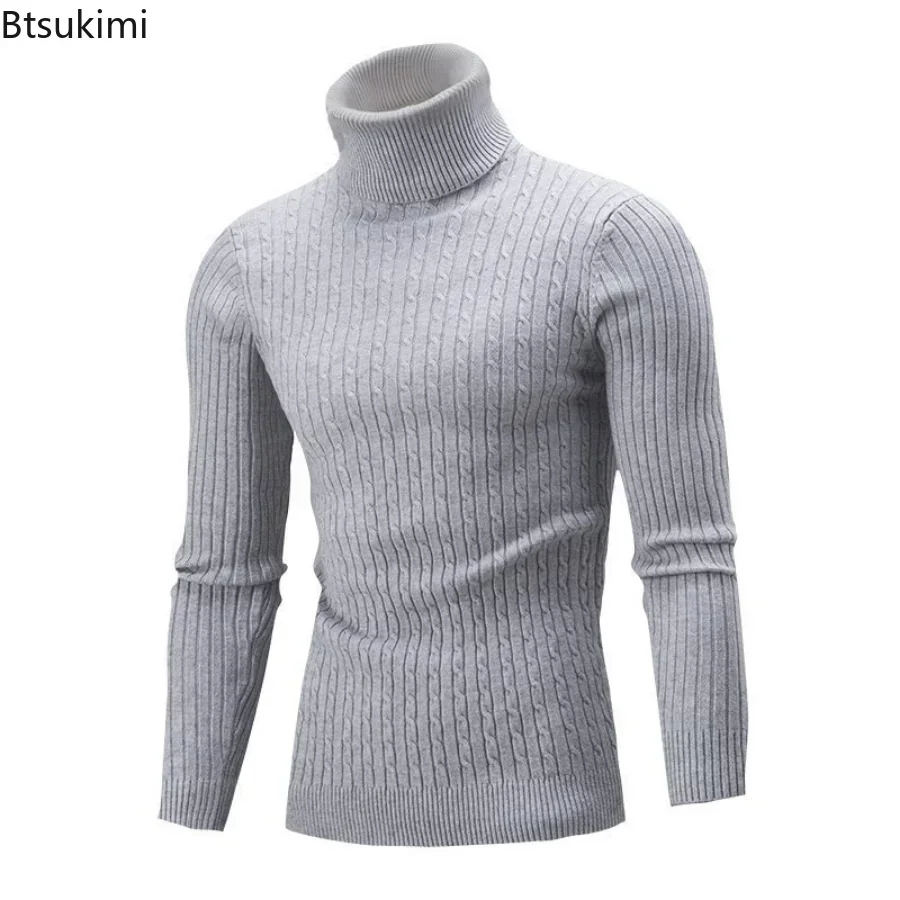 2026 Men's Warm Knitted Sweater Turtleneck Sold  Knitting Pullovers Tops Knitted Sweater Male Jumper All Match Casual Sweater