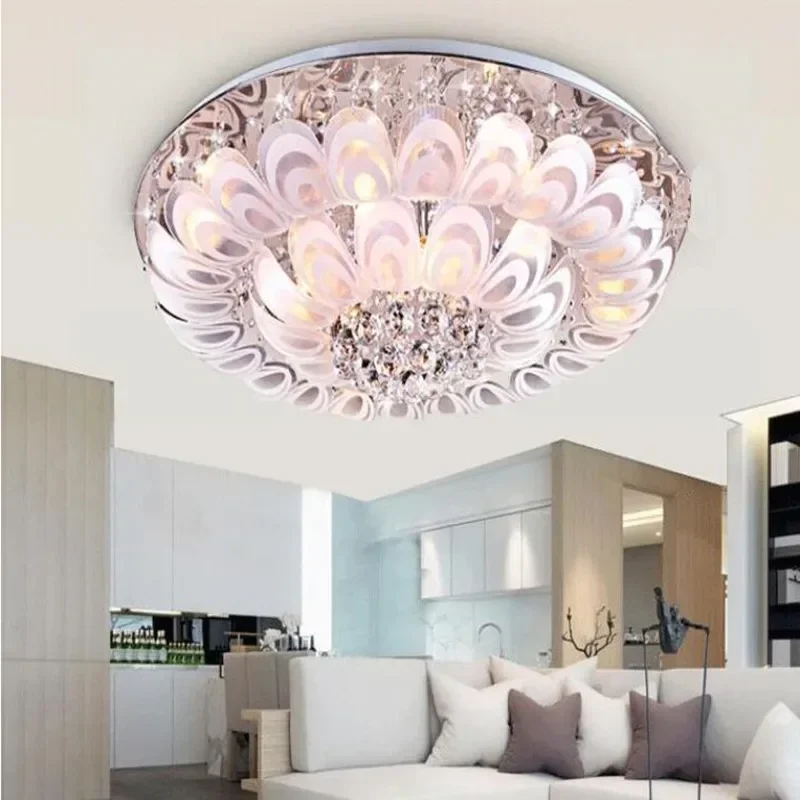 Crystal flower diamond LED Ceiling Light  Round Atmosphere hotel Living Room Bedroom Restaurant ceiling