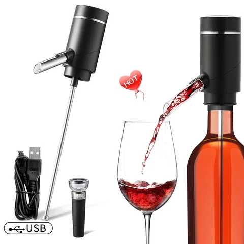 Automatic Electric Wine Aerator Pump Dispenser One-Button Smart Pourer Spout for Kitchen Bar Party