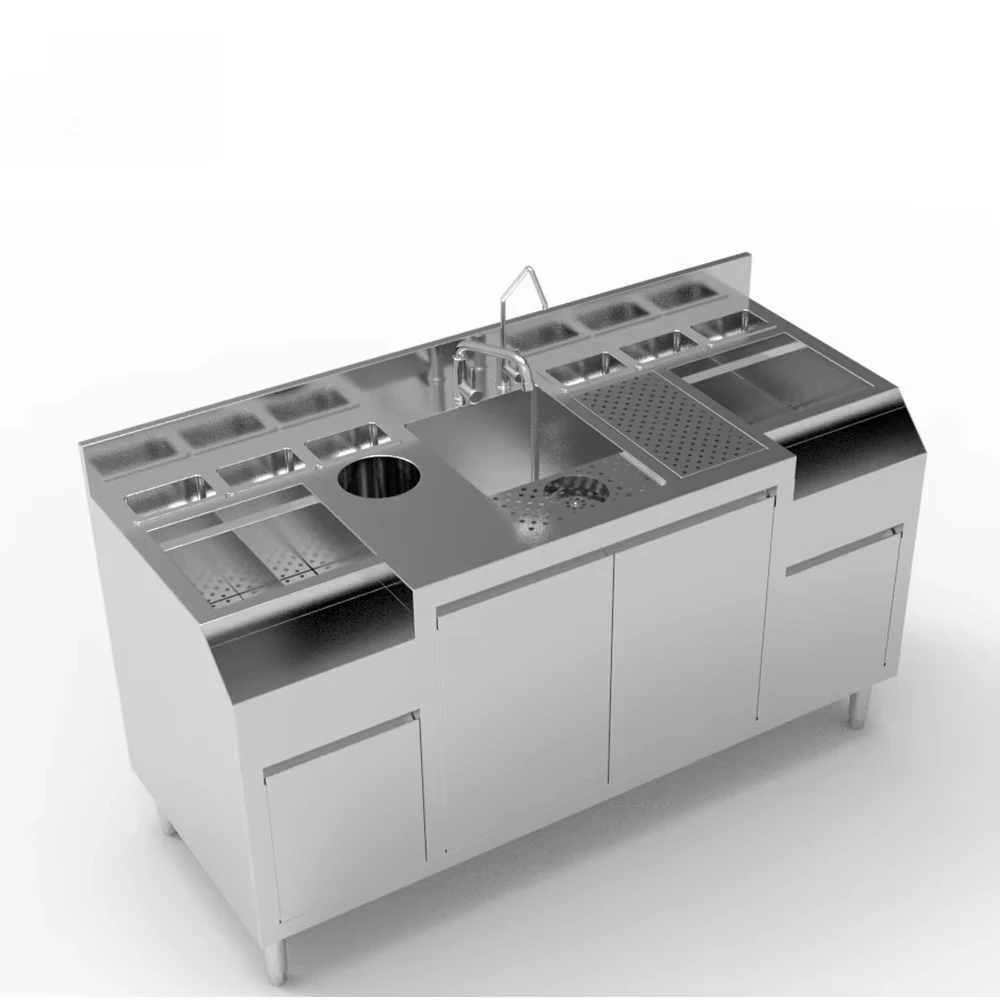 

Cocktail Station Bar Stainless Steel Cocktail Table Mobile Bar Station Bartender Service Station