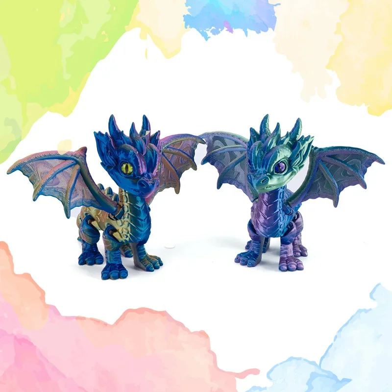 3D Dragon Rotatable Articulated Dragon Kid Gifts Realistic Dragon Statue For Landscaping Decoration Printed Figures Animals