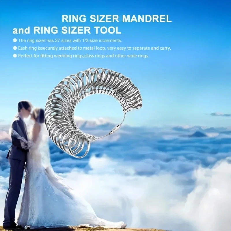 4-in-1 Metal/Plastic Ring Sizer Set - Ring Mandrel & EU/HK/US Size Finger Gauge for Diameter Measurement