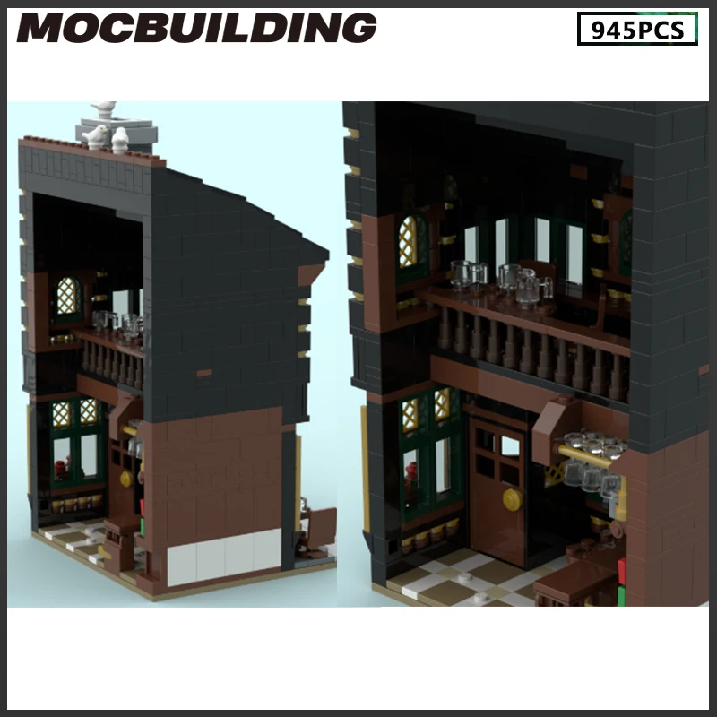 Moc Bausteine Stadt architektur Stadt Pub Sammlung Modell Straßen ansicht kreative Spielzeuge DIY Montage Ziegel Weihnachts geschenke