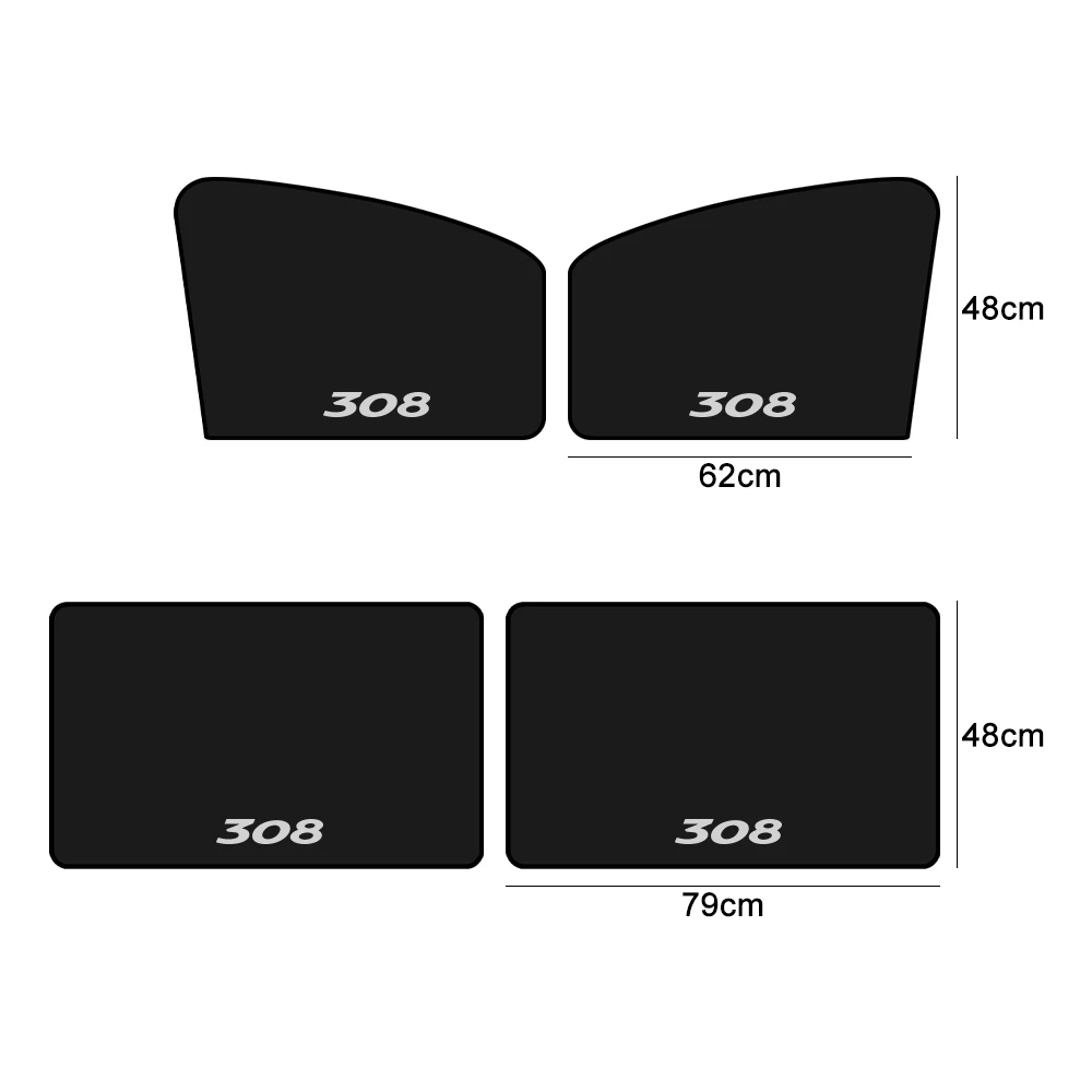 For Peugeot 308 t9 sw II Magnetic Car Side Window Sunshade Cover Front Rear Black Sun Visor Window Curtain Protective Cover