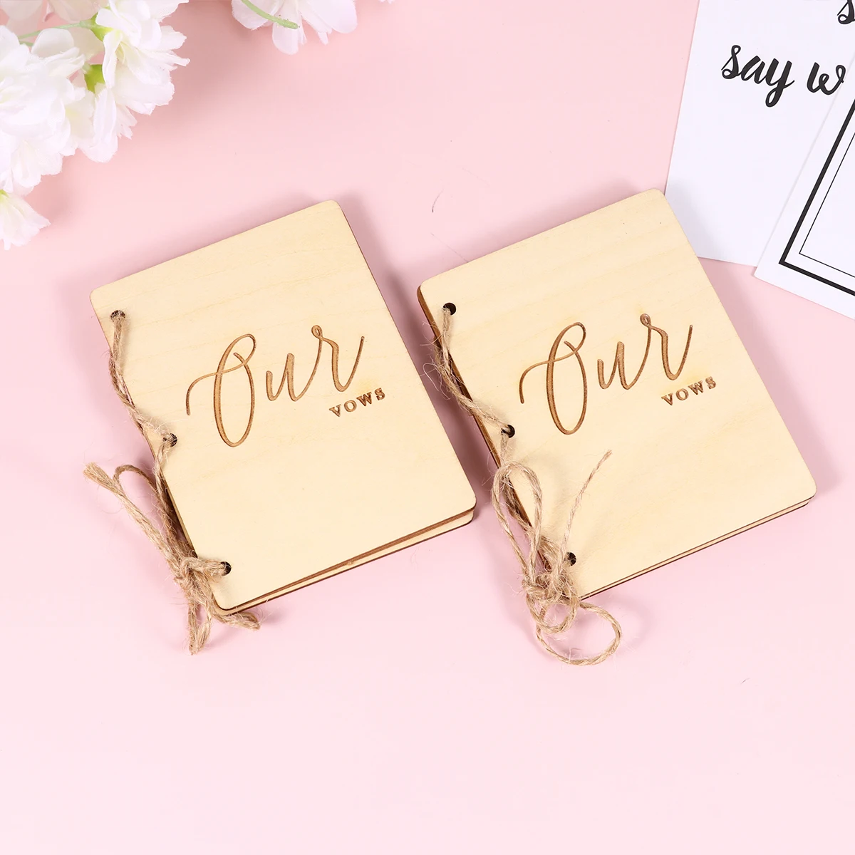 

Personalized Wooden VOWS Booklets Rustic Wedding Gift Sturdy Bamboo Vow Notebook Bride Groom Keepsake Sign-In Booklet