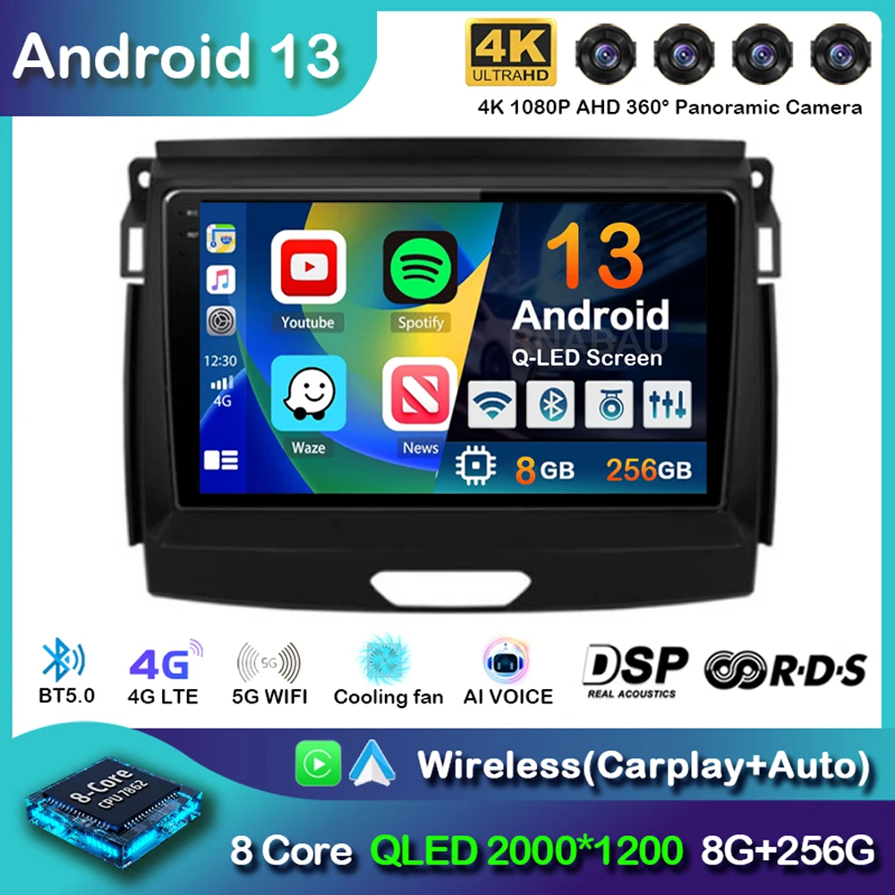 

Android 13 Carplay 2 Din Car Radio For Ford Ranger 2015 2016 2017 2018 2019 2020 Autoradio GPS Multimedia 2din Head unit Stereo