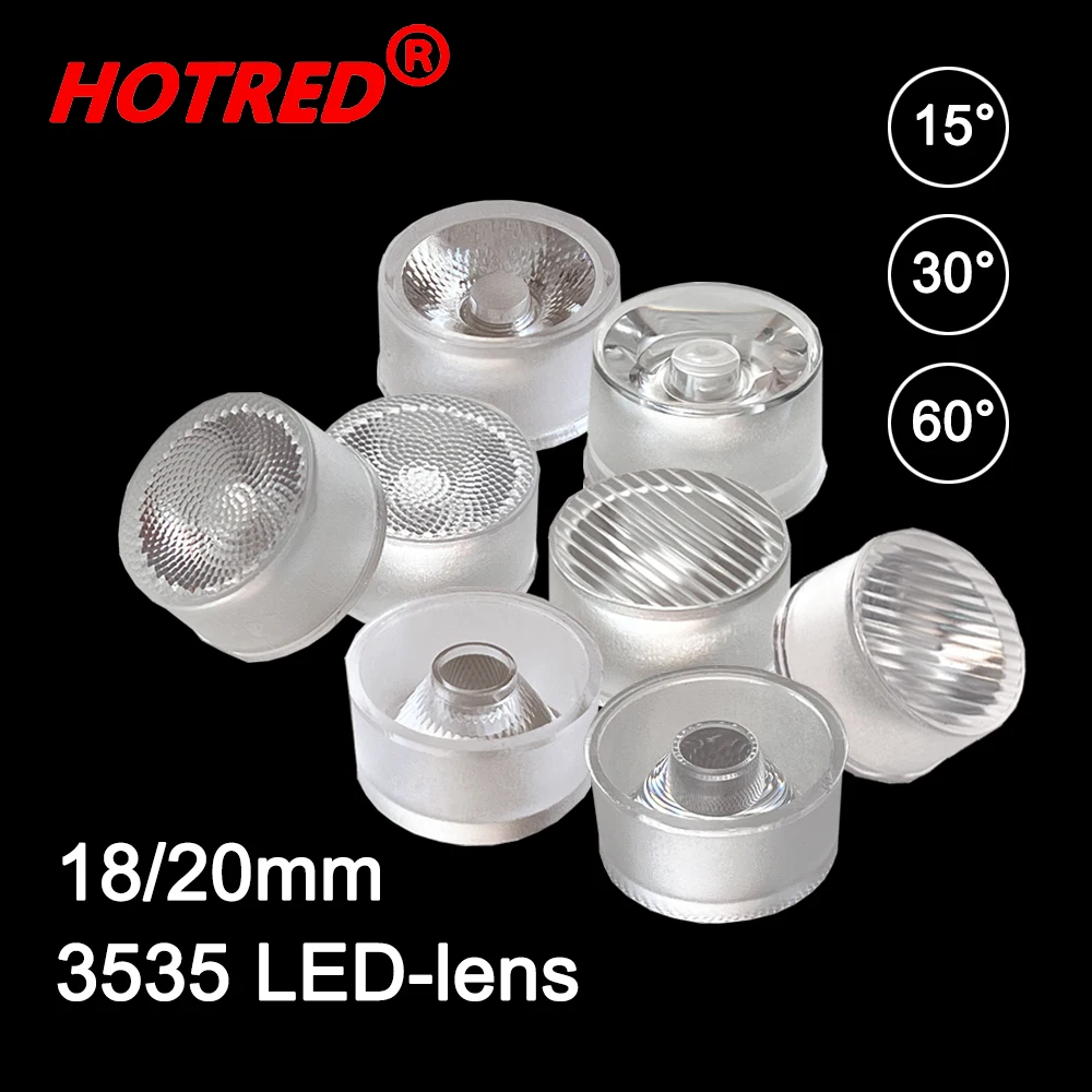 10-100pcs LED Lens 3535 1W 3W 5W XPE 3535 Optical 18mm20mm Waterproof PC15 30 60Degree Smooth Bead Stripe Lenses XPG2 Collimator