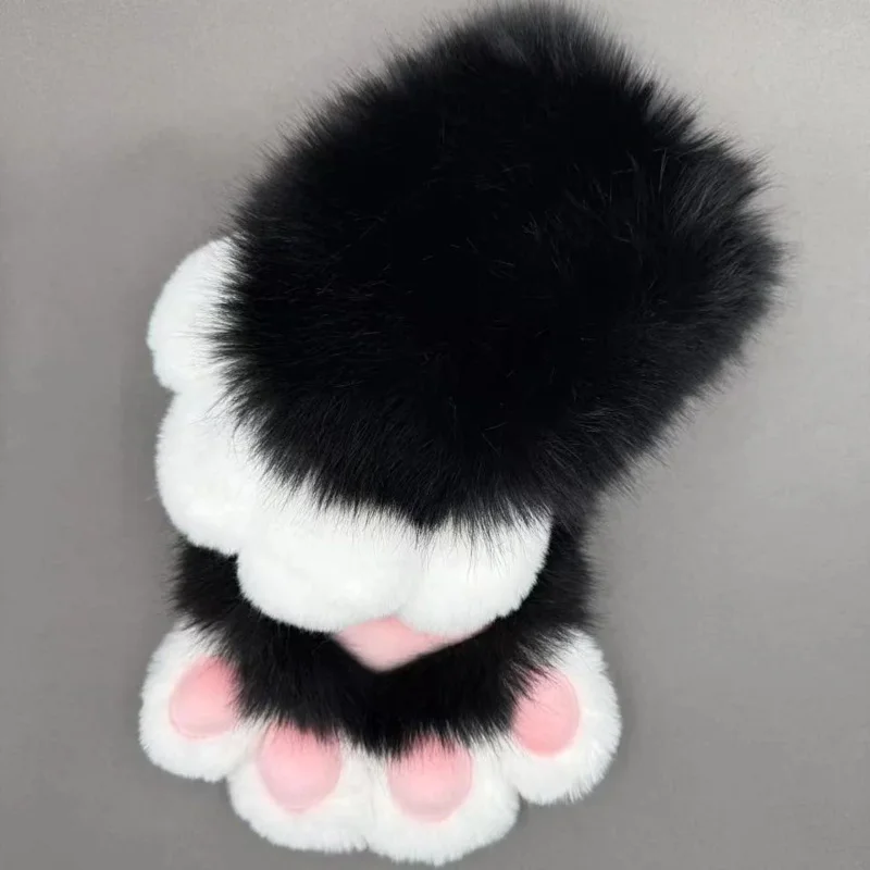 

Kig Fursuit Kigurumi, пушистые перчатки с кошачьей лапой, носимый пушистый меховой костюм для косплея, кошачья лапа, Comiket без ногтей