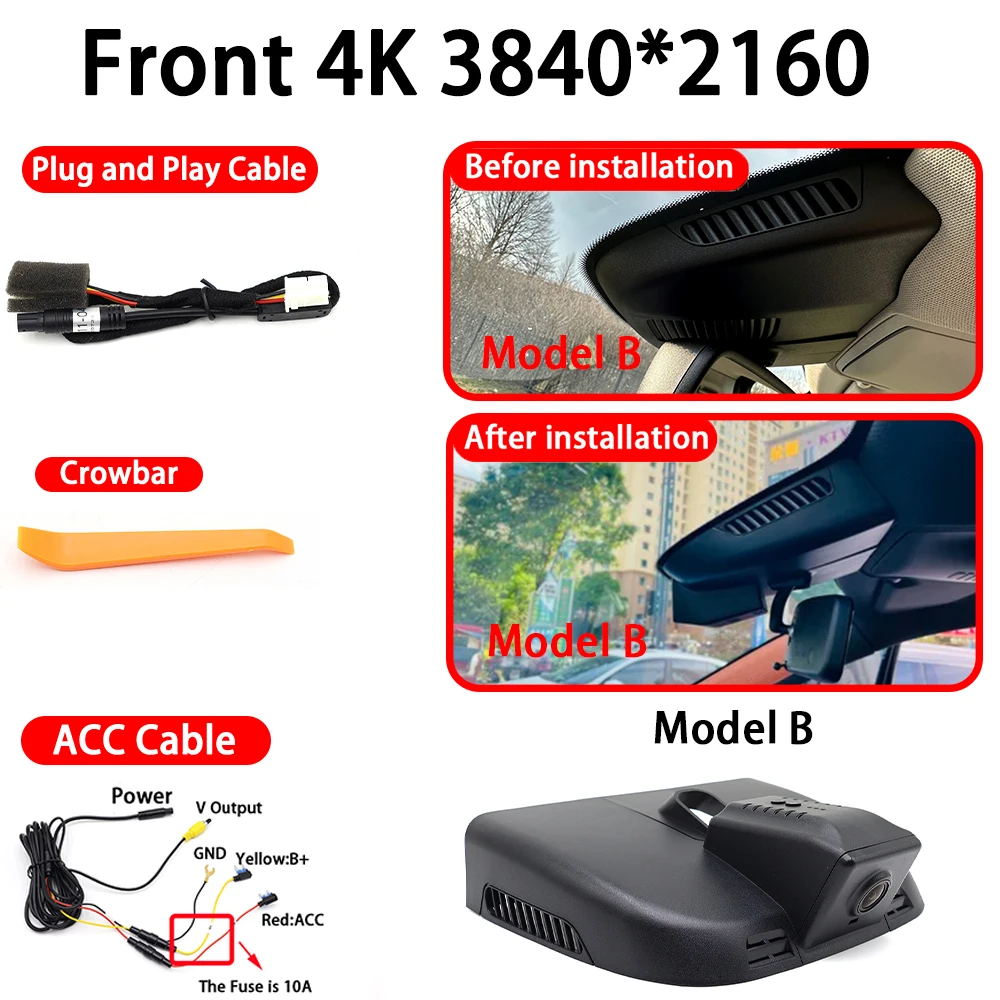 Voor Mercedes Benz V-Klasse EQV e Vito Valente Metris V260 V220 V250 W447 4K 2160P voor- en achtercamera dashcam Wifi Plug and Play