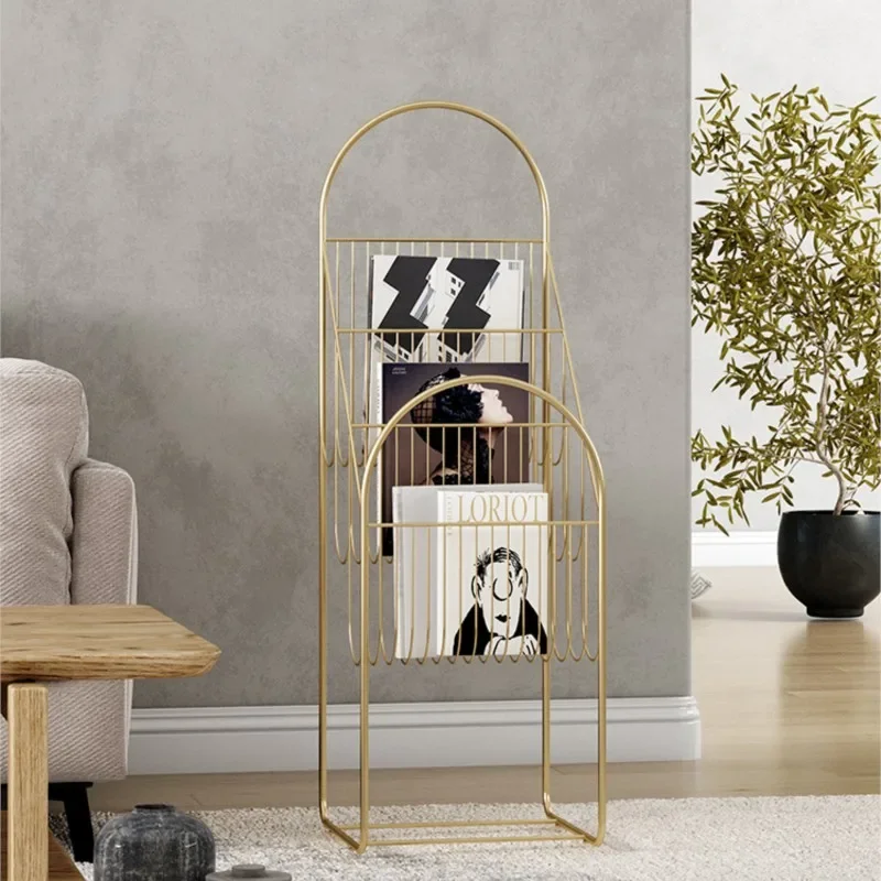 

Light Luxury Style Magazine Rack Floor Display Rack Iron Books And Newspapers Rack Small Multi-layer Illustrated Book Storage