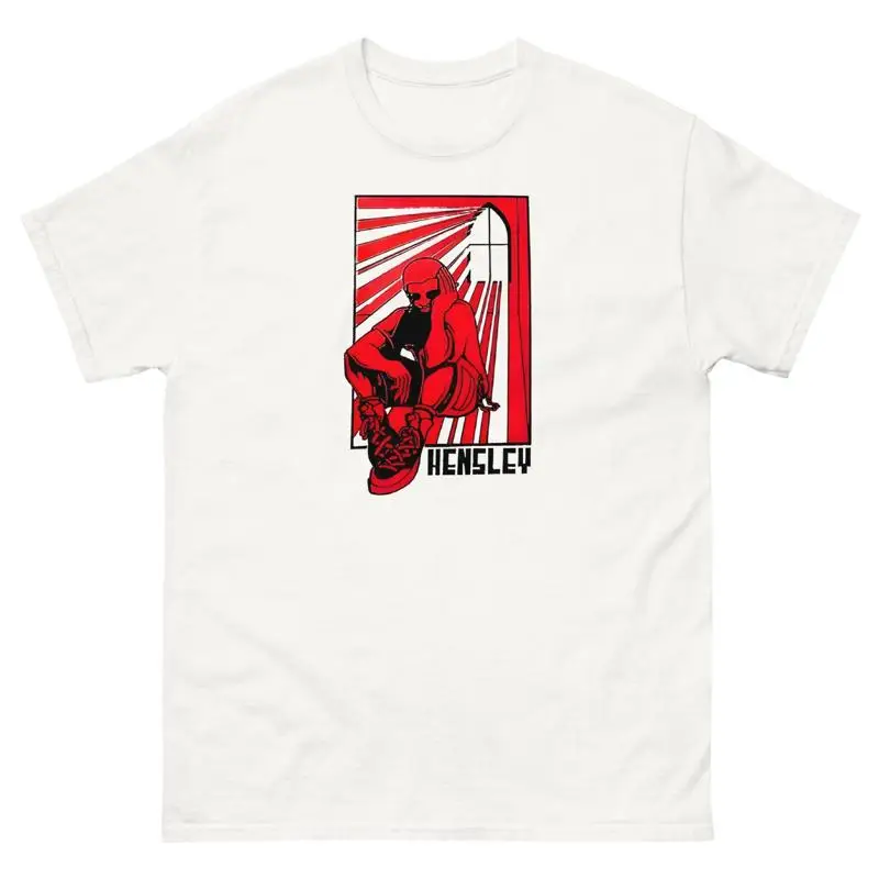 Hensley Skater Red Man Sun Window Retro Skateboarding T-Shirt Design