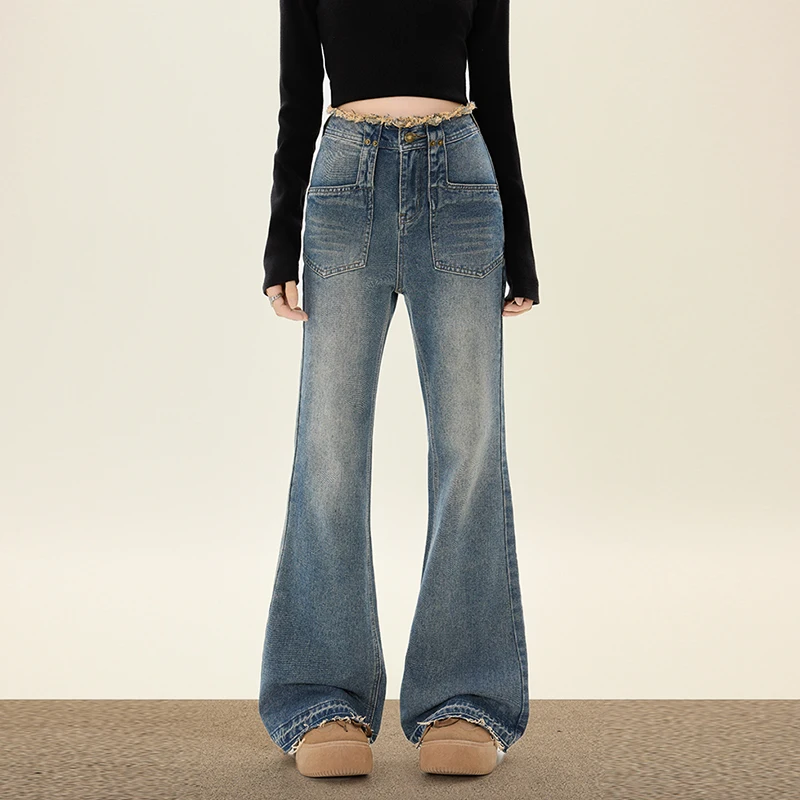 

Женские синие мешковатые джинсы Y2k, рваные джинсовые брюки в стиле Харадзюку, винтажная уличная одежда 90-х годов, стильные джинсовые брюки 2000-х годов, тройная одежда 2025