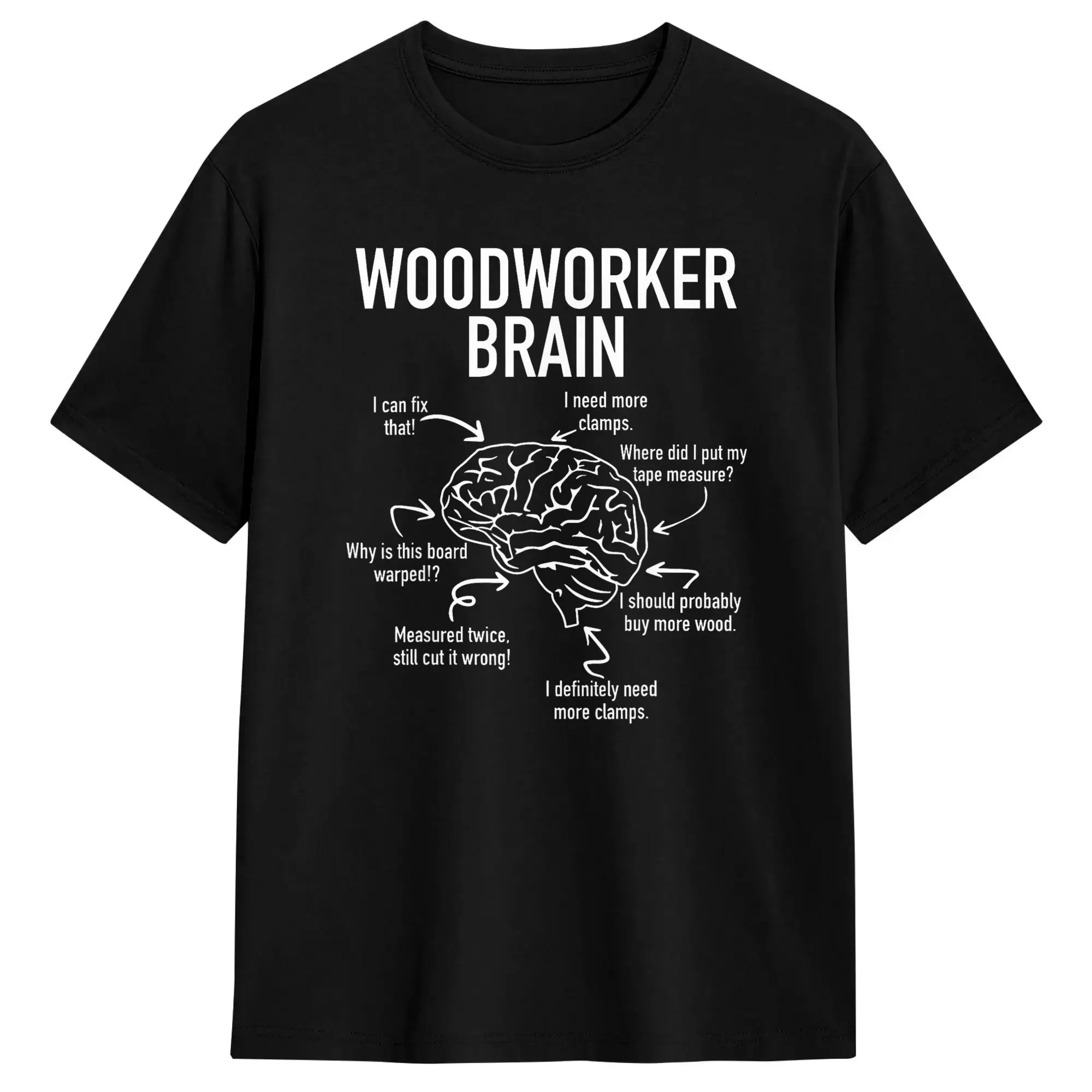 Woodworker Brain Funny Woodworking Humor Design T Shirts for Men Cotton Vintage T-Shirts Round Neck  Tees Short Sleeve Clothing