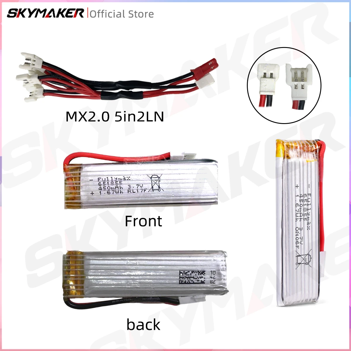 Wltoys K110S بطارية ليبو 3.7 فولت 450 مللي أمبير 600 مللي أمبير بطارية RC مع قابس MX2.0 لأجزاء طائرات الهليكوبتر RC K100