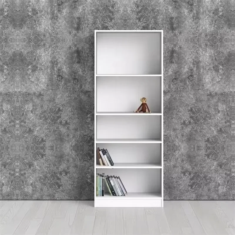 Modular Wooden Bookshelf Living Room Wall Shelving System Streamlined Shape Storage Furniture