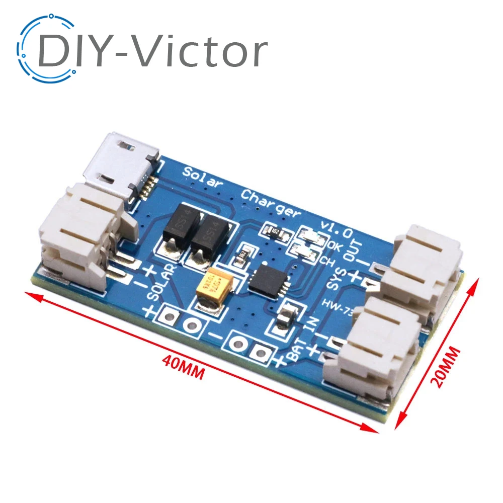 Mini Solar Lipo Lithium Battery Charging Charger Board CN3791 CN3163 CN3065 modulo Controller regolatore pannello solare con cavo