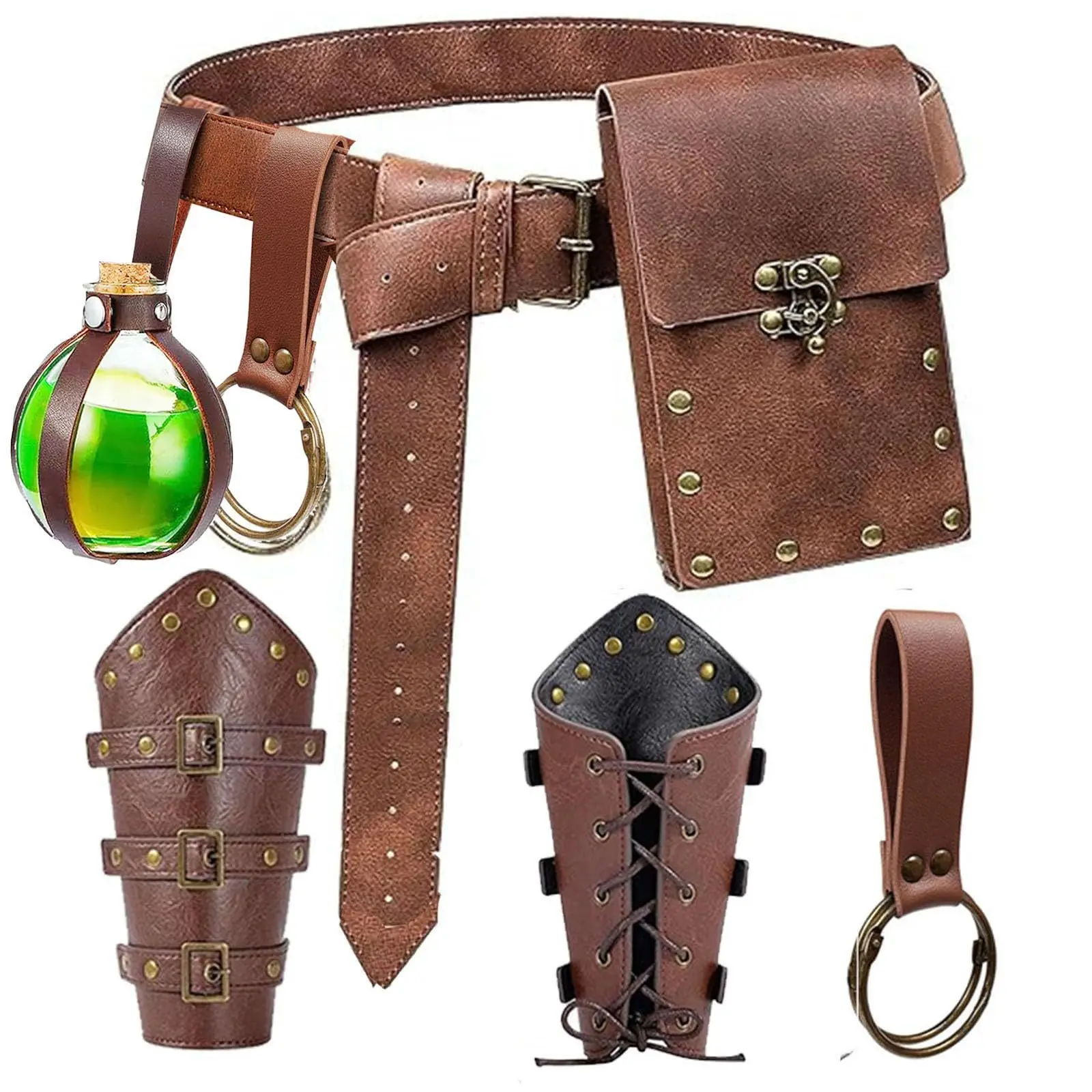 Medieval Vintage Leather Waist Pouch Knight RolePlaying Party Prop