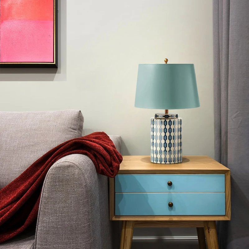 European Pastoral Fashion Ceramic Table Lamp Modern Art Study Living Room Bedroom Bedside Lamp Desk Led Home Decorative Lights