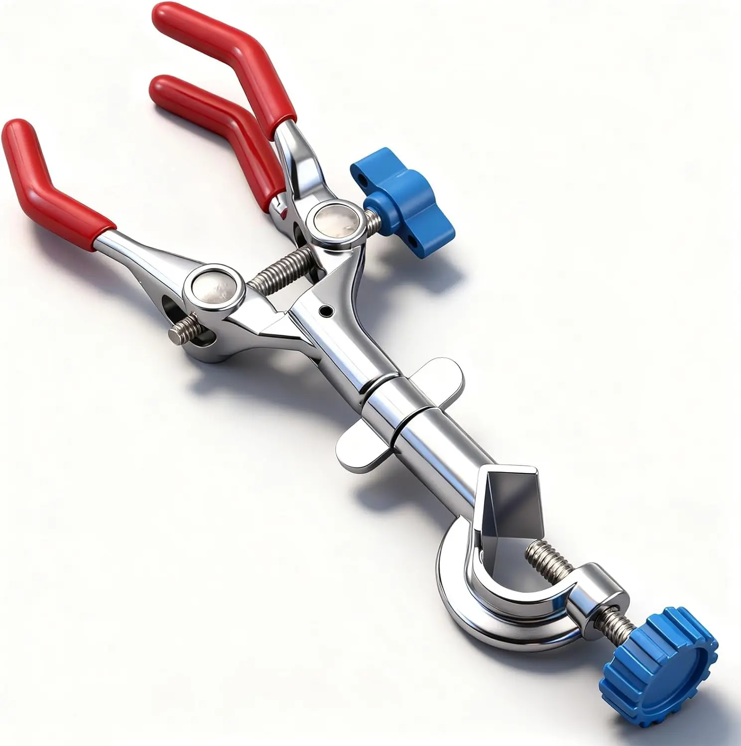 3 Prong laboratory Clamp with Boss Head PVC Coated Clamp Holder for Laboratory Ring Stand Test Tube,1Piece