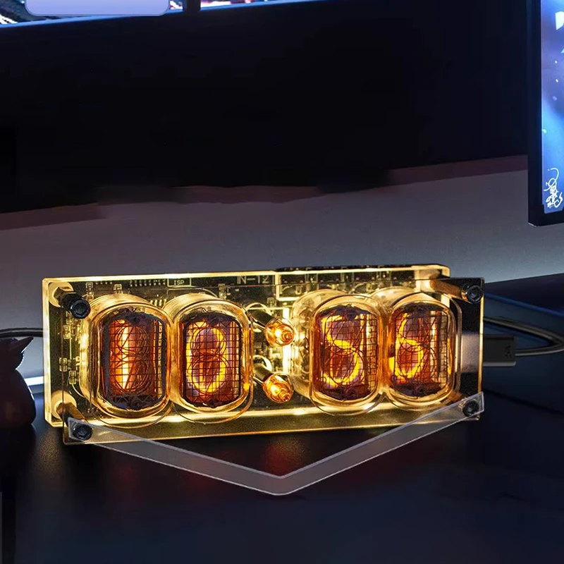 

Настольные часы IN-12 Nixie Tube с RGB-подсветкой и функцией сохранения времени при отключении питания, уникальный подарок для любителей технологий